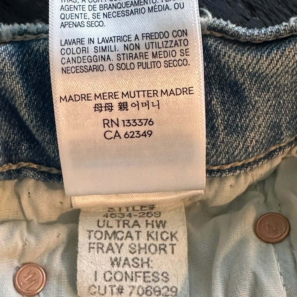 MOTHER "Superior"  NWT Ultra Hise Rise Button Fly Denim Shorts - $228 Retail - Picture 15 of 17